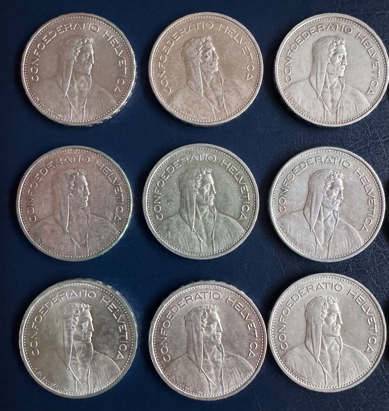 Alle Münzen: 5 Fr. Silber - Kompletset - 1931-1969 Vorz. – Gebraucht aus Ebikon von Dmasterx 4