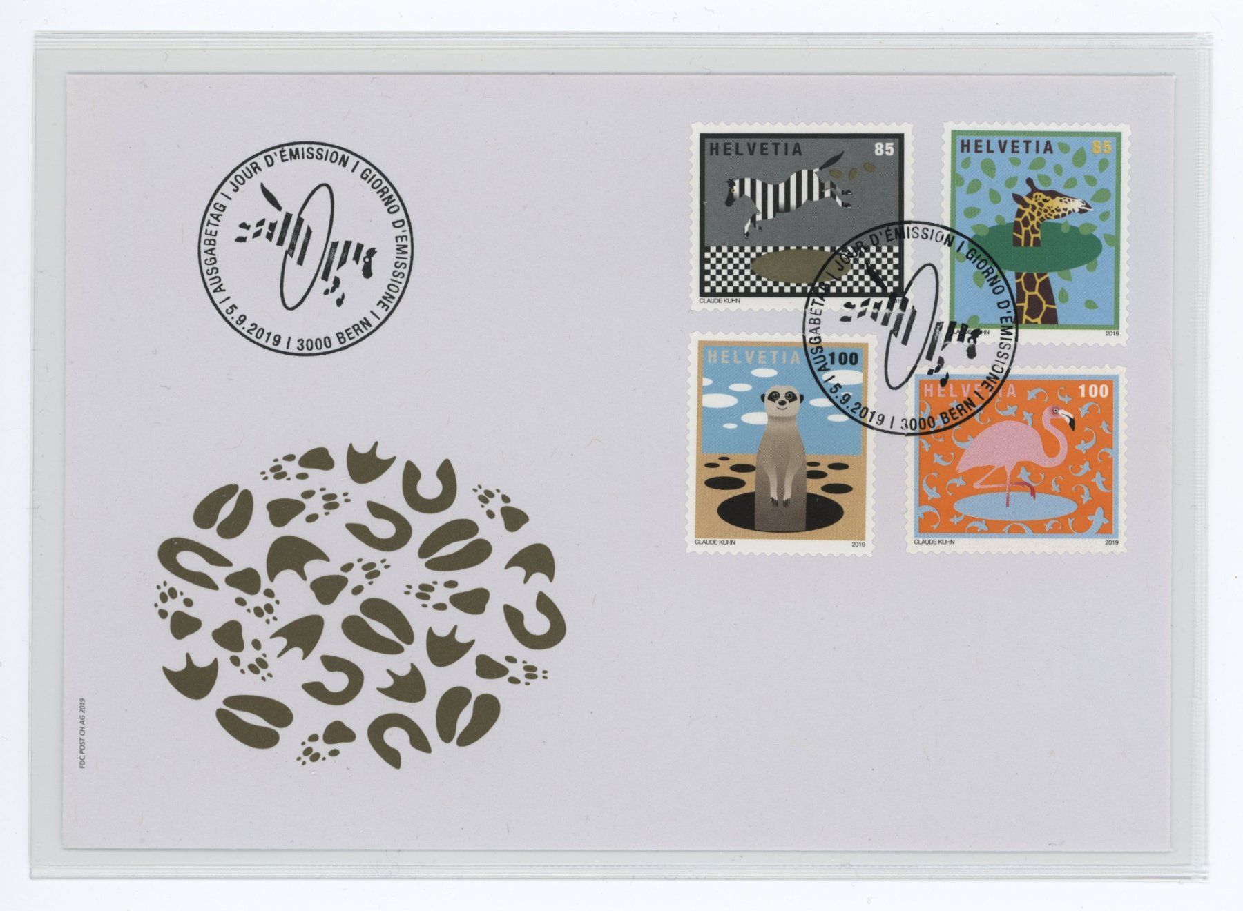 Tutti i francobolli: Sondermarke tierisch, FDC aus Viererblock 2019 – Usato da Utzigen venduto da sprint.007