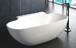 Freistehende Badewanne Mineralguss weiss matt Linoa 180*90