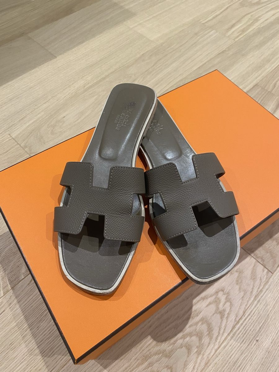 Hermès Scarpe da donna: Hermes Oran 38.5 Etoupe Fullset – Usato da Zürich venduto da love444ever 1