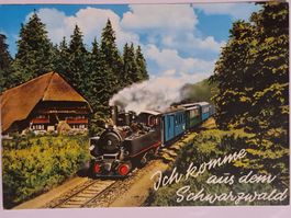 Alte Postkarte Dampflok Schwarzwald