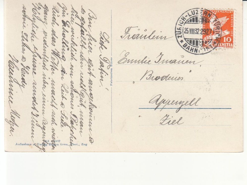 Cartoline postali: Walchwil St. Elisabeth 1932 – Usato da Bürglen TG venduto da StampGraf 1