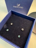 Swarovski Ohrstecker-Set silber - Kristalle grau & türkis