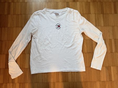 Langarmshirt Tommy Jeans weiss Logo Stick Grösse S