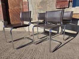 Ensemble de 4 fauteuils cantilever en cuir Pfalzberger