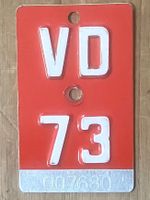 VD 73 - VELONUMMER - FAHRRADSCHILD - PLAQUE DE VELO - VD 73