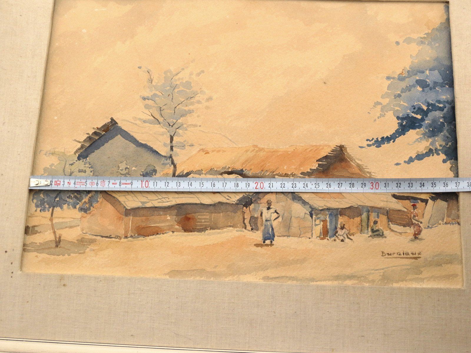 Gemälde: Aquarelle Burniaux. Village du Congo ? – Gebraucht aus Noville von ceram 8