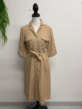 Opus Blusenkleid mit Gürtel 36 beige Lyocell Kurzarm