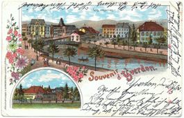 LITHO Souvenir d' YVERDON gel. 1900 n. Genève