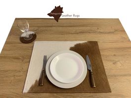 Set mit 6 Tischsets aus Kuhfell