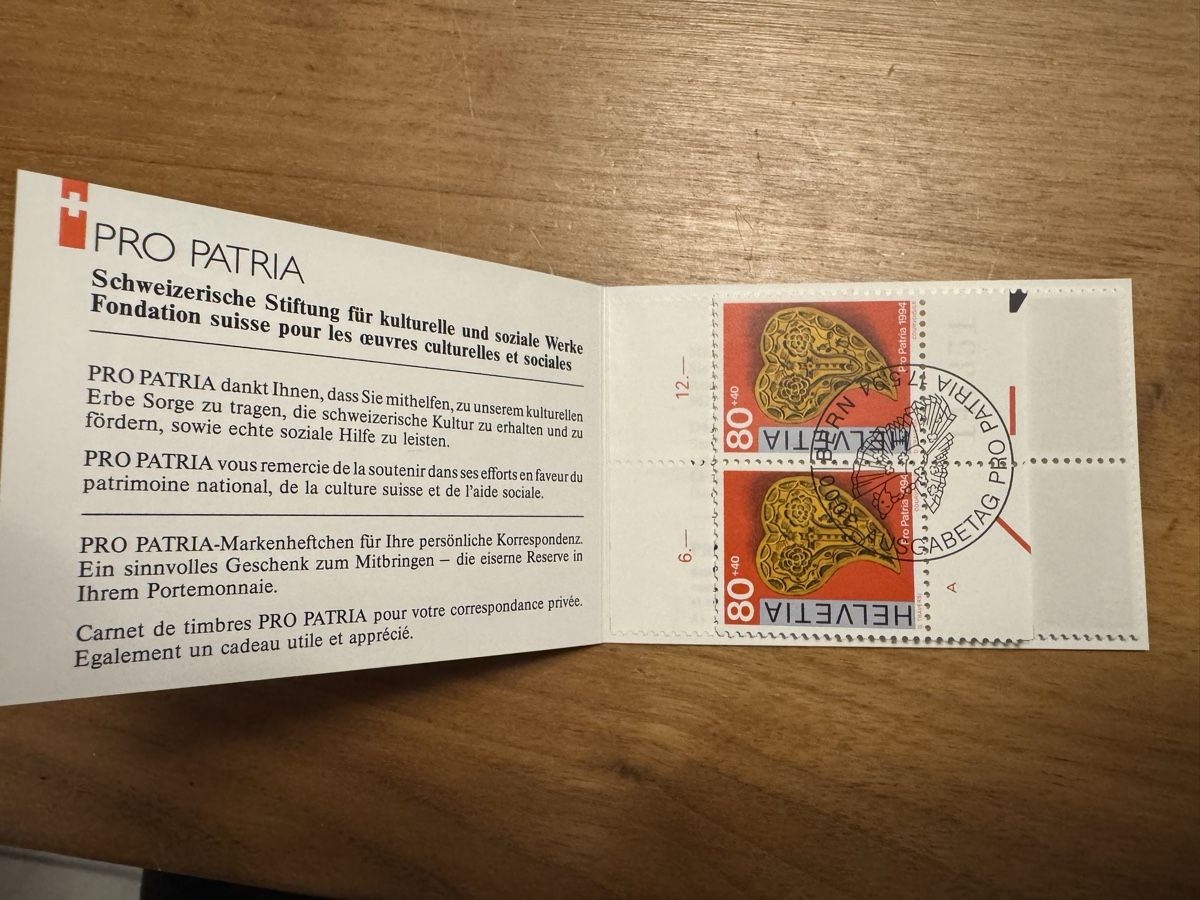 Tutti i francobolli: PRO PATRIA Markenheftchen 1994 Ersttag Bern – Nuovo (secondo la descrizione) da Bilten venduto da Zingaro93 1