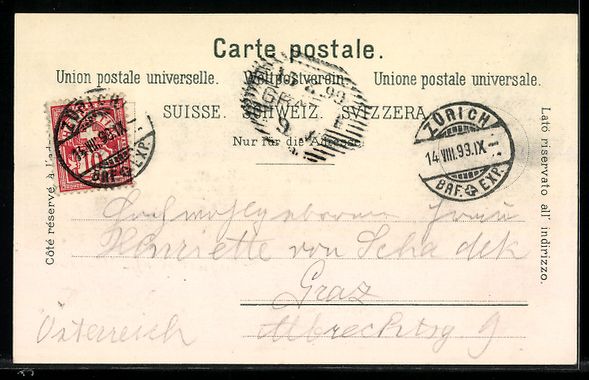 Cartoline postali: Litho Zürich, Teilansicht, Edelweiss – Usato da Berlin venduto da bartko-reher 1