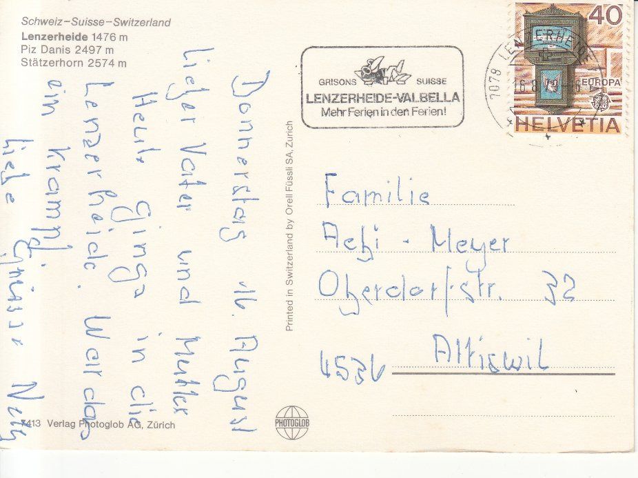 Cartoline postali: Lenzerheide 1979 – Usato da Bürglen TG venduto da StampGraf 1