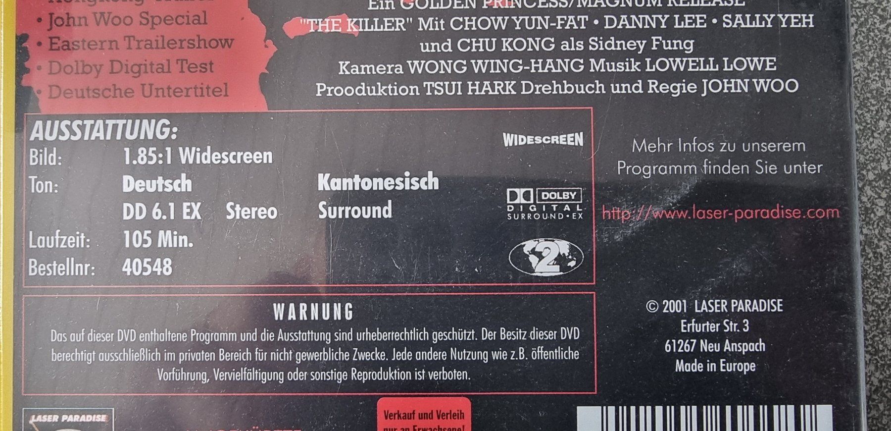 Alle DVDs: DVD The Killer / John Woo – Gebraucht aus Oetwil am See von fineli2 1