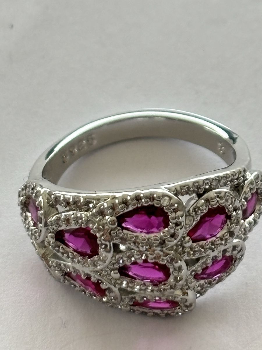 Ringe: Silber Ring 925  mit pinken Steinen – Gebraucht aus Langnau am Albis von flusspflege 5