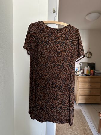 Kleid Tiermotiv braun/schwarz Grösse S Viskose guter Zustand