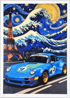 Death NYC Pop Art Druck " Van Gogh Hokusai Wave Porsche 911