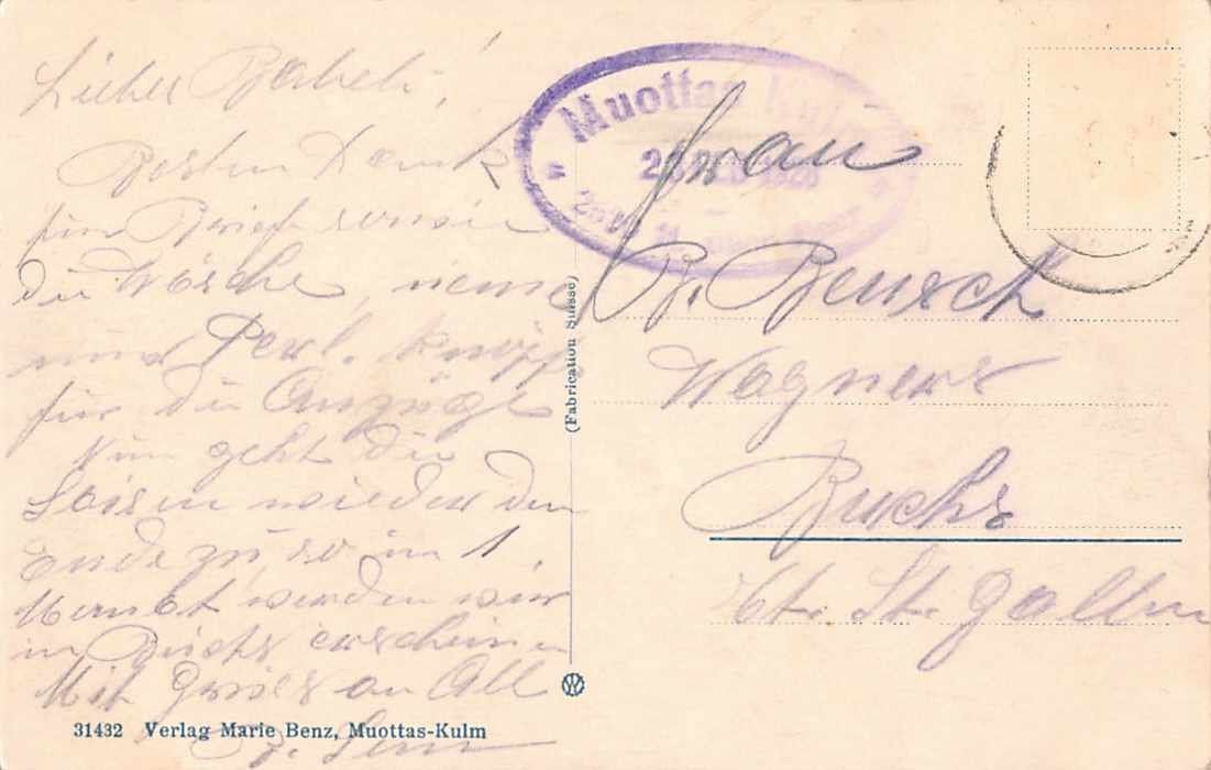 Cartoline postali: GRUSS vom MUOTTAS KULM GR 1926 – Usato da Winterthur venduto da SchatzchischtliWinti 1