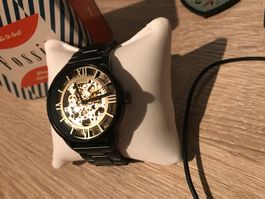 Fossil Automatik Skeleton Uhr – Schwarz – 20 Jewels – mit Bo