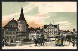 Luzern, Strassenbahn auf der Seebrücke,