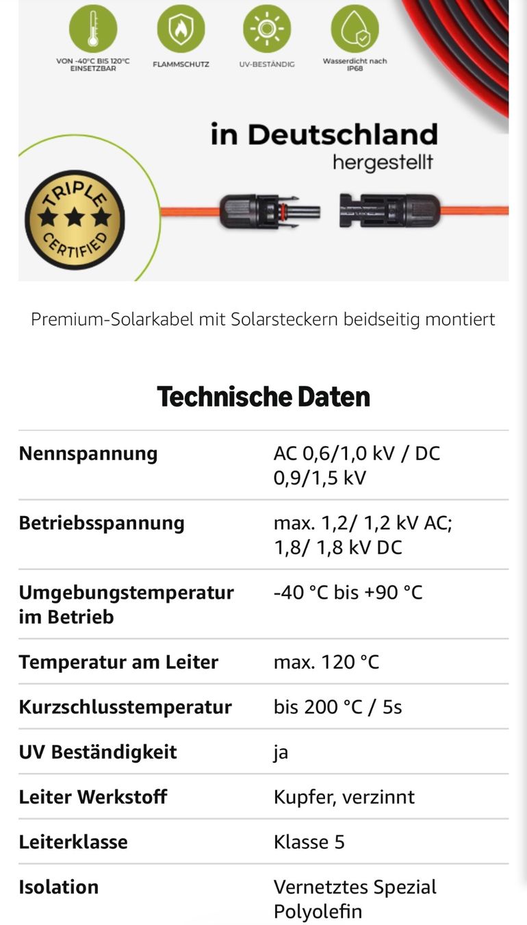 Kabel: Solarkabel Doppelpack 4x 10 Meter 6mm² – Neu und originalverpackt aus Einigen von ohcanada1974 4
