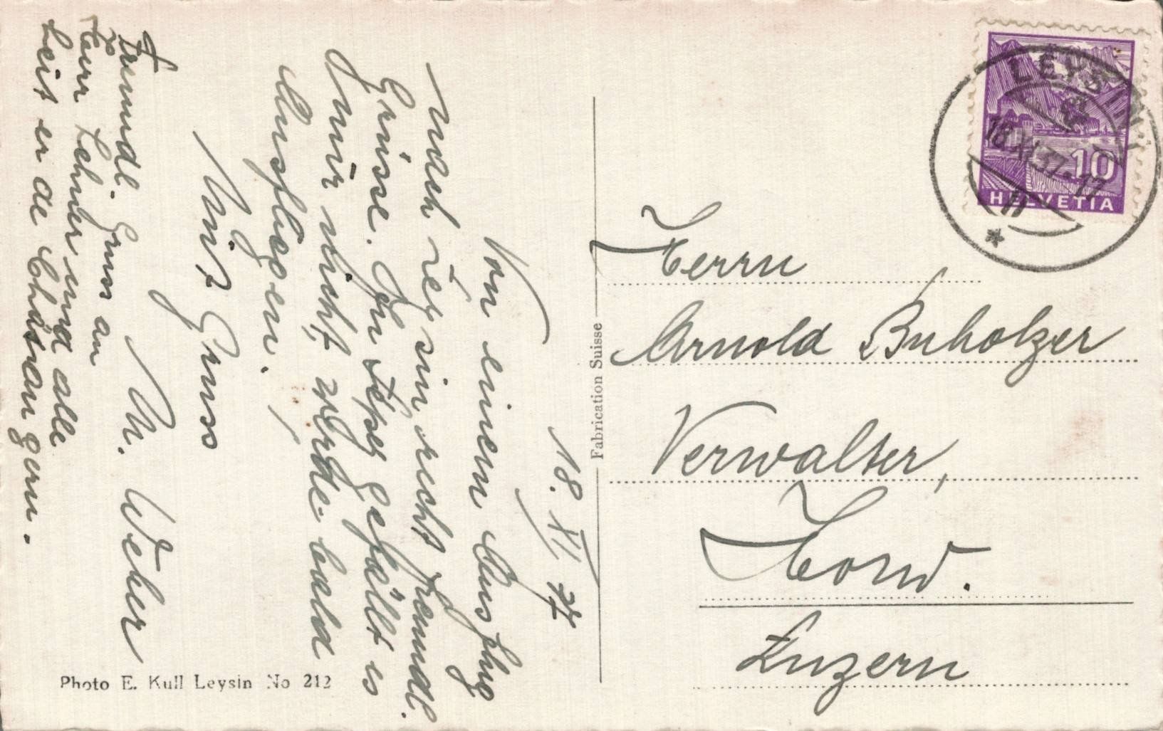 Cartoline postali: Alte Ansichtskarte Leysin, Winterlandschaft, gel. 1937 – Usato da Luzern venduto da Kartenansicht 1