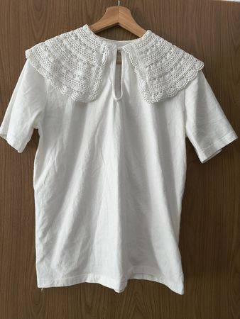 Damen T-Shirt weiss mit Spitzenkragen ab CHF 1