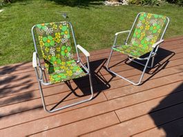 2x Campingstuhl Vintage Kettler 70er Flower Power Retro TOP!