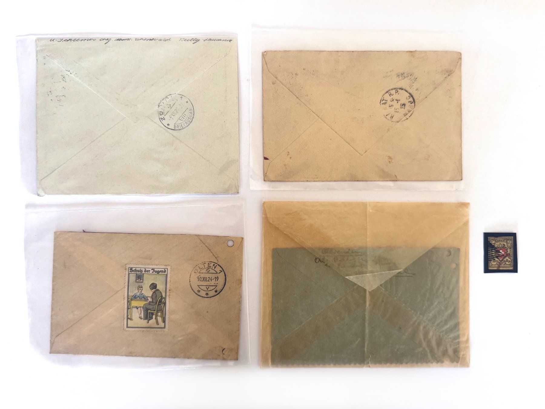 Alle Briefmarken: 4 Briefe: Flugpost, Pro Juventute und Rayon II – Gebraucht aus Zürich von Tulsa1968 1