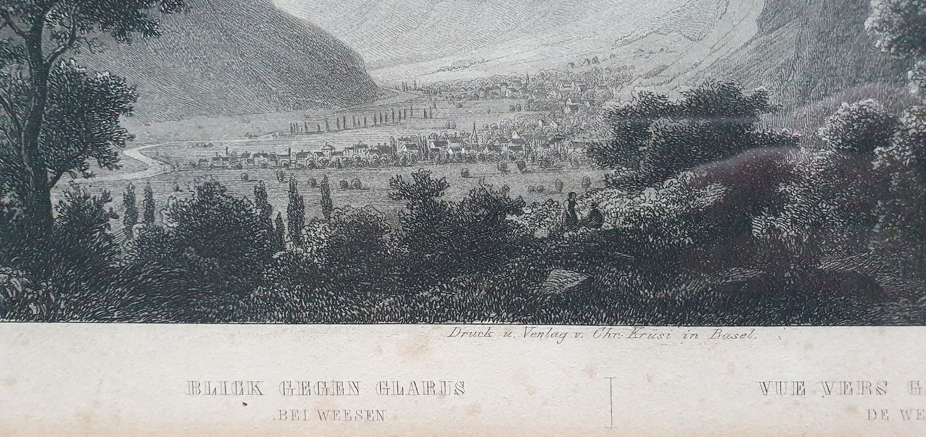 Stiche: Bild - Stahlstich,  Blick gegen Glarus, bei Weesen – Gebraucht aus Kreuzlingen von Rschweiz1 3