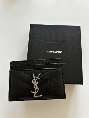 Saint Laurent Kartenhalter Leder Schwarz mit Box