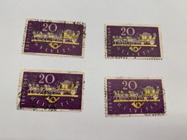 4 Briefmarken Helvetia 1849-1949