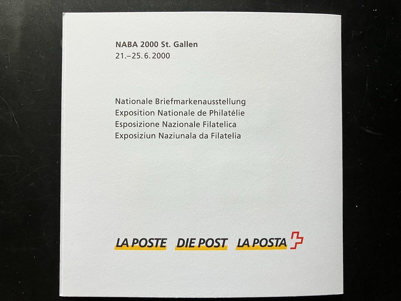 Tutti i francobolli: NABA 2000 St. Gallen - Willkommens Folder – Usato da Nesslau venduto da zueri6 2