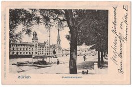 Zürich, Stadthausquai, gelaufen 1902