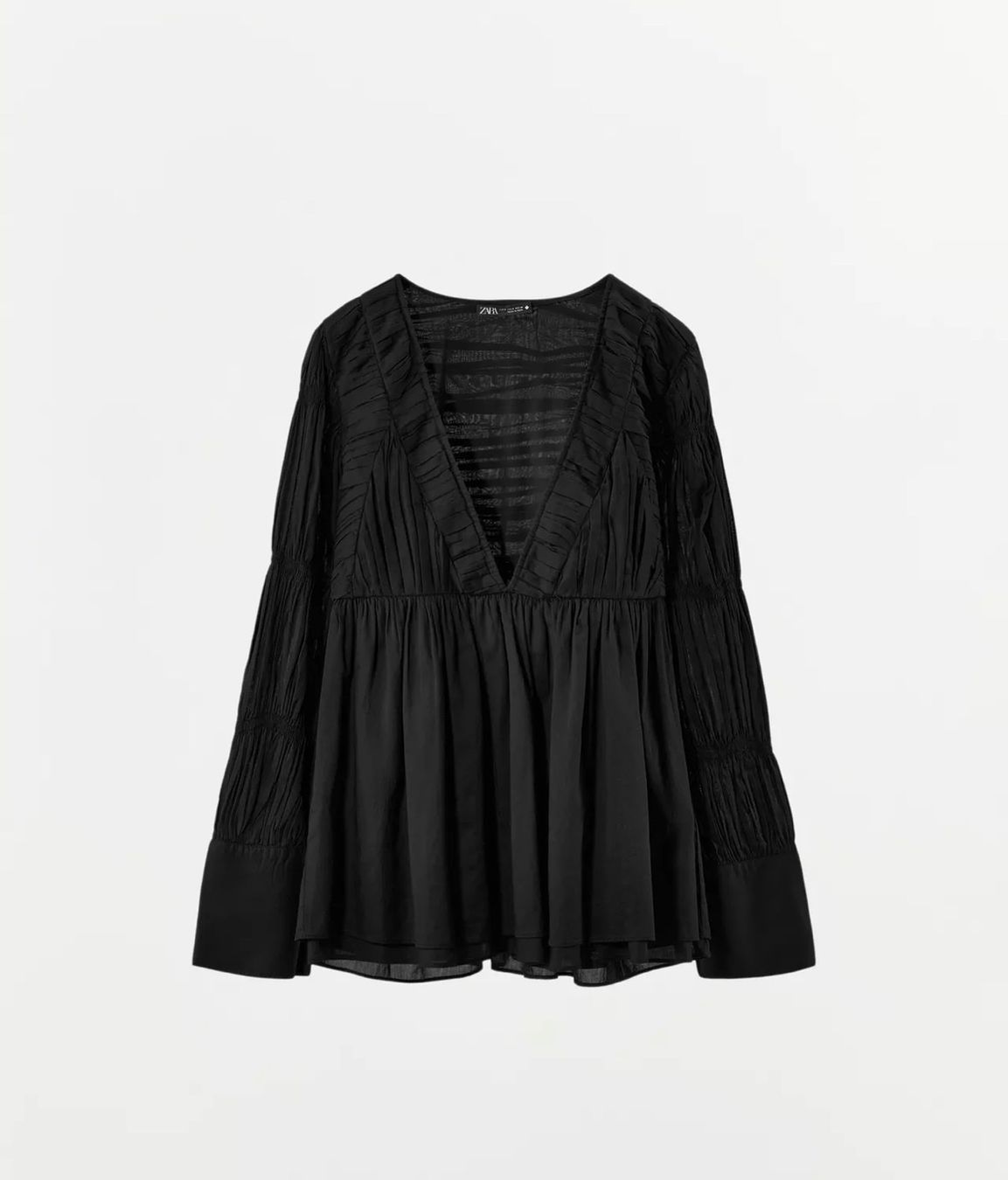 Zara Chemisiers: Zara Bluse mit elastischem Plissee in Schwarz – Neuf (Voir description) à Meilen par Emma_321