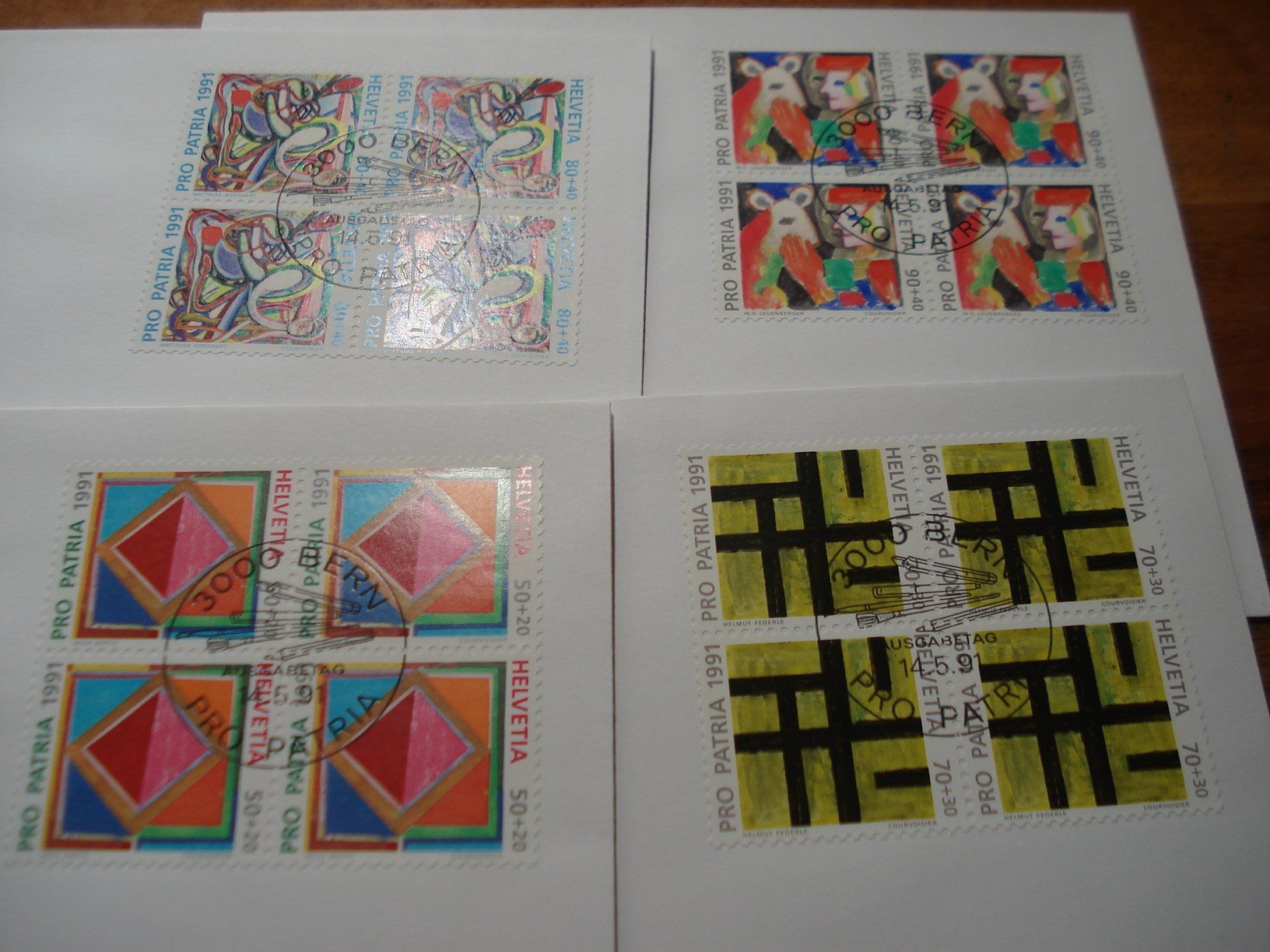 Alle Briefmarken: Pro Patria 1991, FDC Satz + 4erblocks, Gemälde – Gebraucht aus Niederwil AG von morostahu