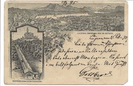 Luzern - Stadt - Gütsch-Bahn - uralte Vorläufer-Litho - 1895
