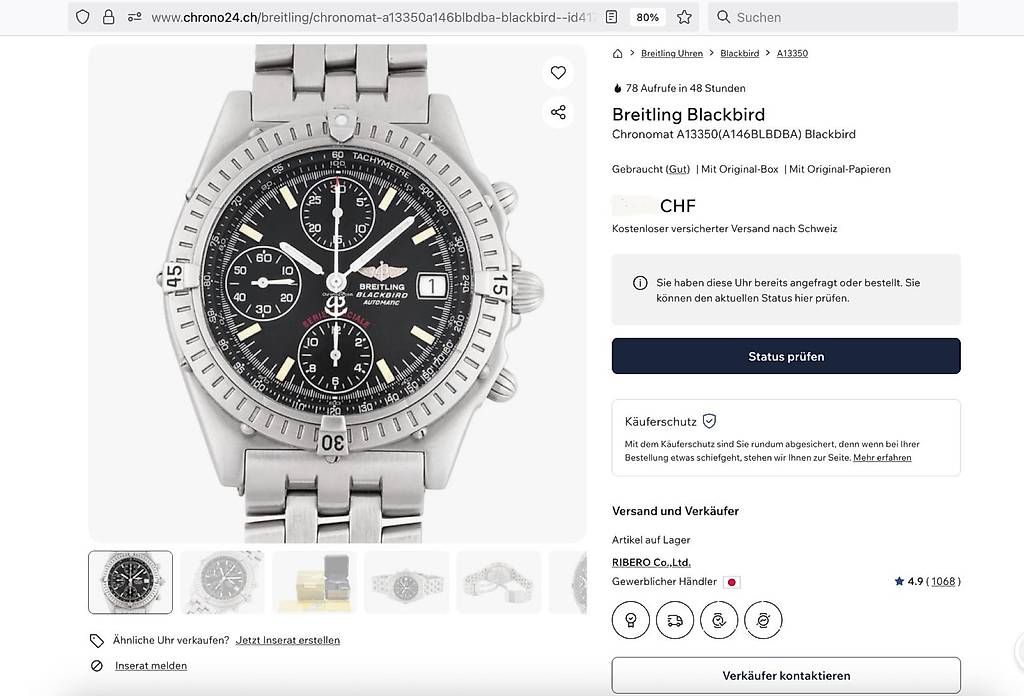 Breitling Orologi: Breitling Blackbird – Usato da Zürich venduto da timeio-swapwatch 6