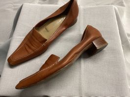 Flacher Pumps, braun-beige, weiches Leder, Gr 39