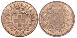 2 Rappen von 1936 (unzirkuliert bis Stempelglanz)