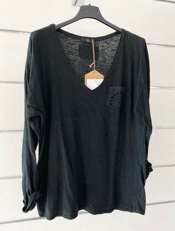 Langarmshirt V-Ausschnitt / Grösse ca. 36 / NEU
