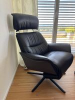 Designer Echtleder-Relaxsessel schwarz – Elektrisch, Drehbar