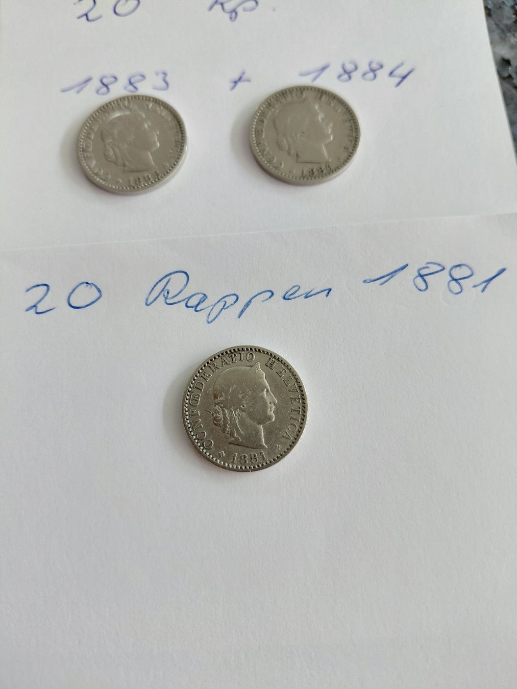 Alle Münzen: 10x 20 Rappen ab 1881  – Gebraucht aus Bonaduz von topolino052 1