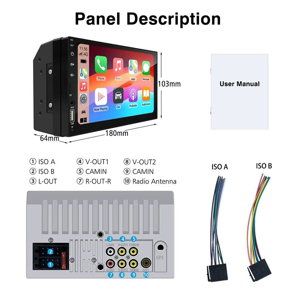 Radio: Autoradio 2DIN - RM-CP1020 - 7'' Bluetooth, GPS, Carplay – Nuovo e nell'imballaggio originale da Corcelles-près-Payerne venduto da FactoryofSound 9