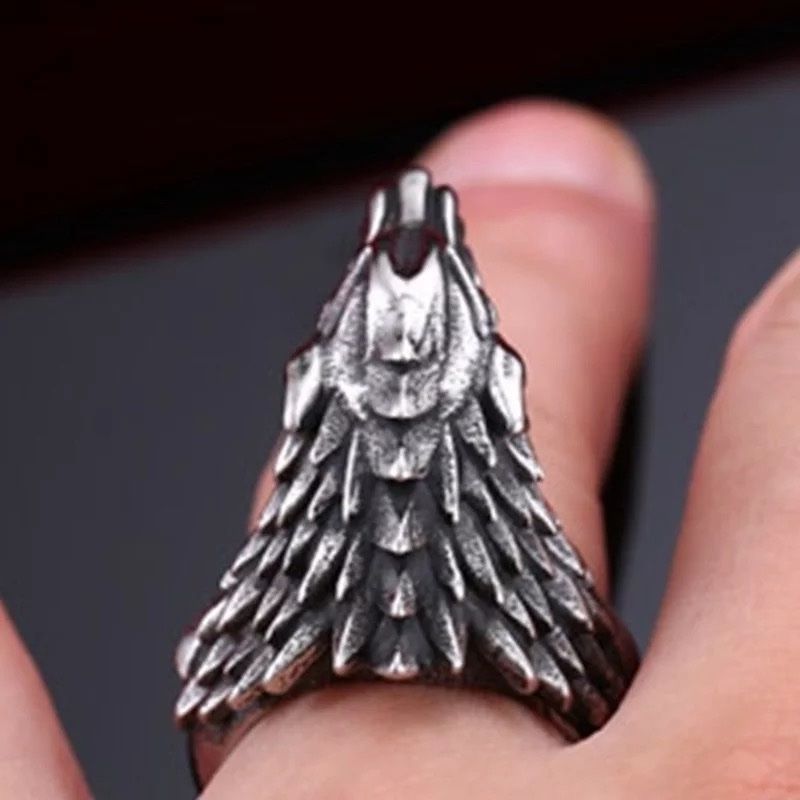 Anelli: Wolf Head Men Ring from Stainless Steel – Nuovo e nell'imballaggio originale da Aarburg venduto da StavFashion 4
