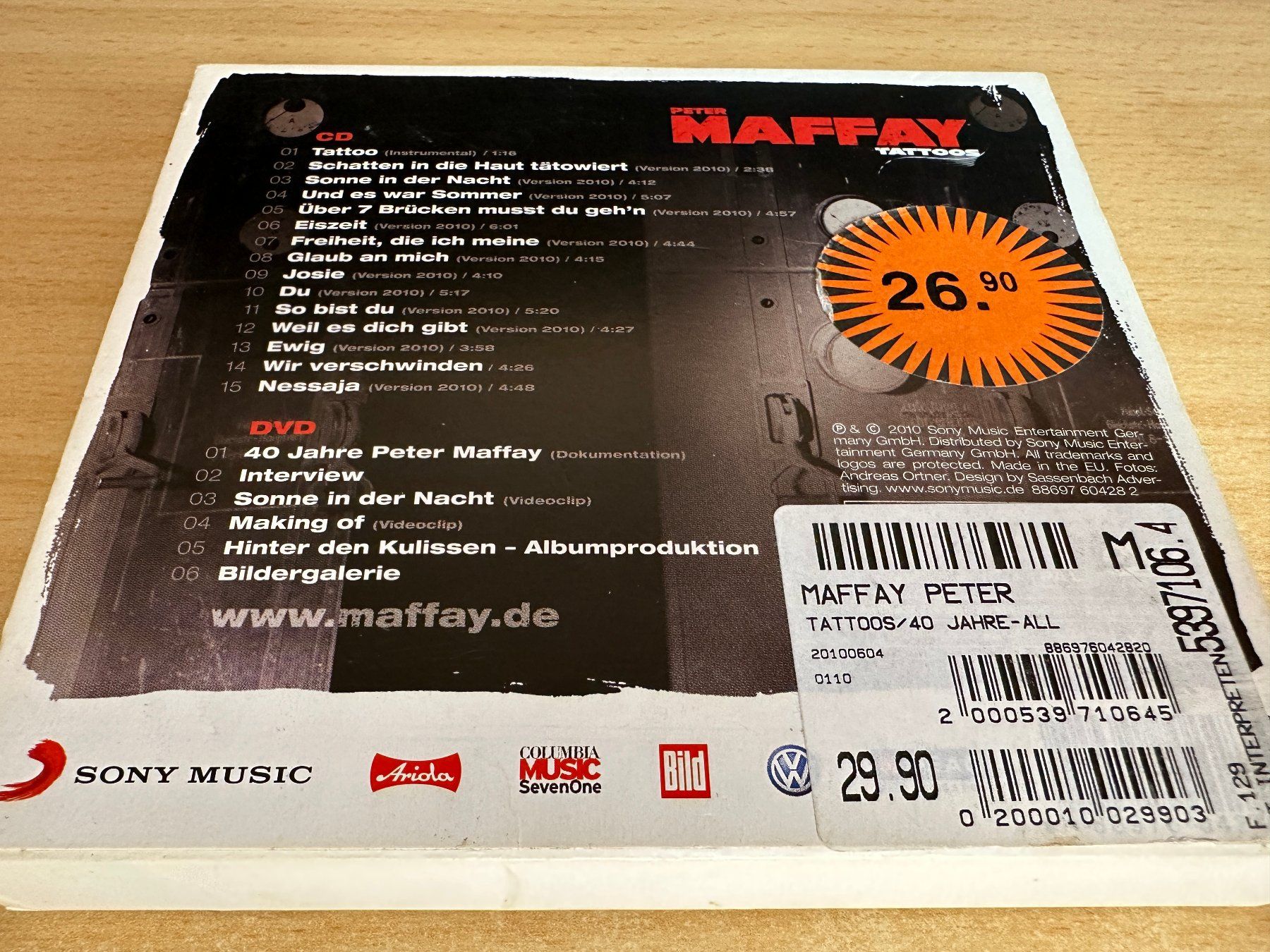 CD: Peter Maffay – Tattoos - CD + DVD – Usato da Rikon im Tösstal venduto da Alpenmutz 1
