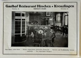 Vintage Reklame, Gasthof Hirschen, Kreuzlingen, 1934