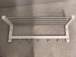 Praktische Wandgarderobe mit Haken, Weiss, Holz