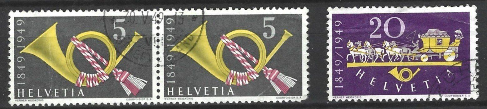 Tutti i francobolli: BRIEFMARKEN - SCHWEIZ - 100 JAHRE EIDGEN. POST - 1949 – Usato da Tobel venduto da fuertinero