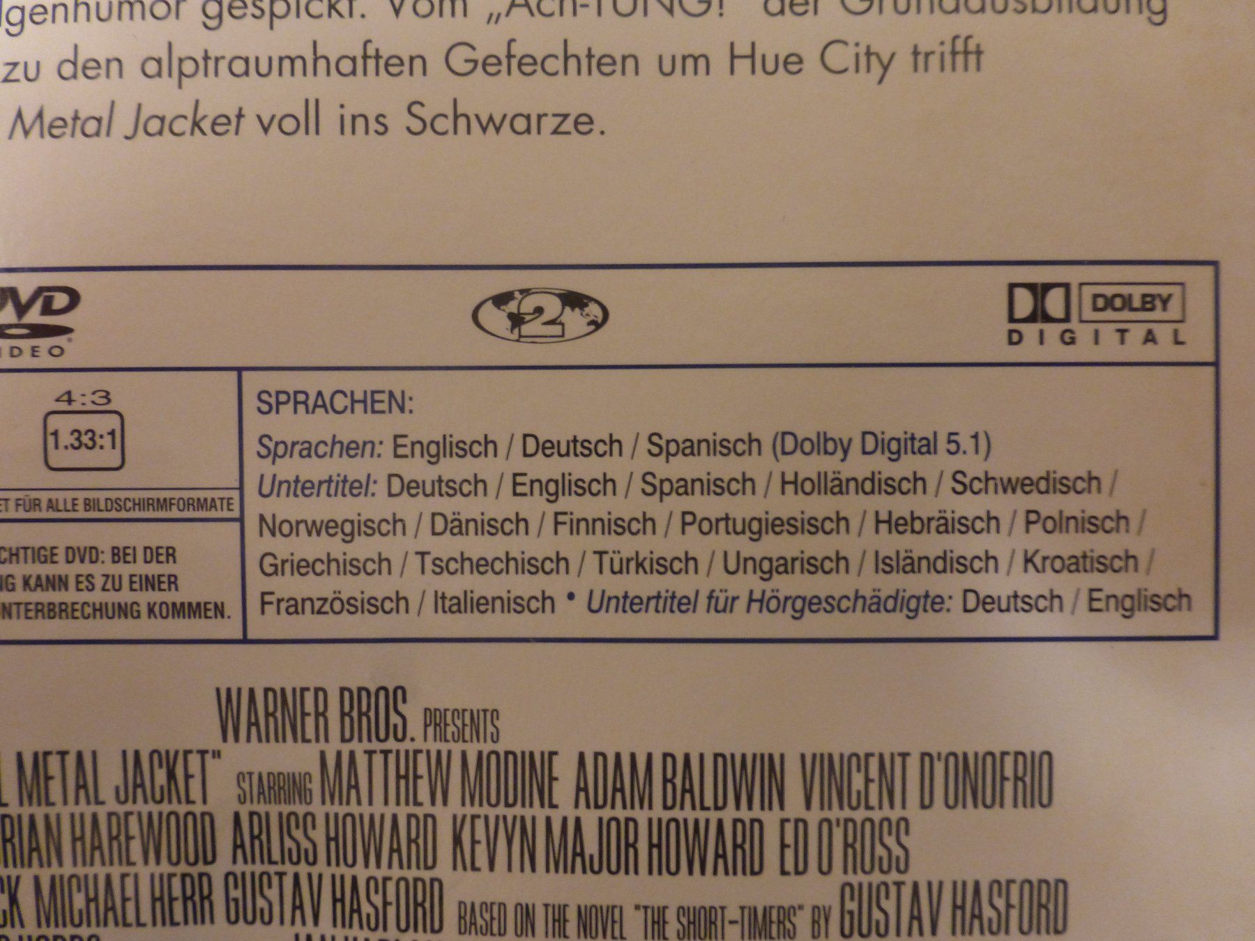 Tutti i DVDs: Full Metal Jacket Stanley Kubrick Collection DVD – Usato da Zumikon venduto da psisound 3